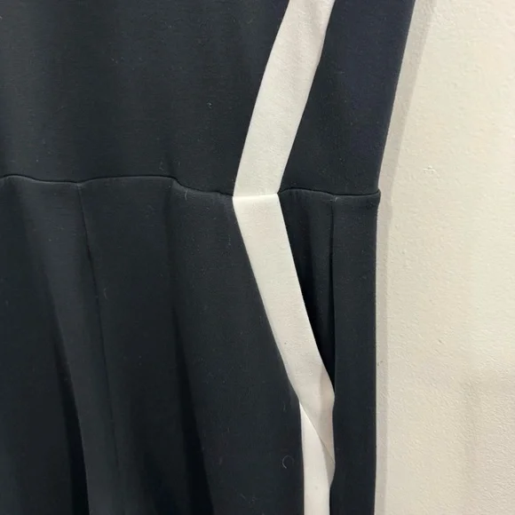 Spanx AirEssentials Mock Neck Striped Track Jumpsuit Very Black Wide Leg Size 2X - Picture 5 of 14